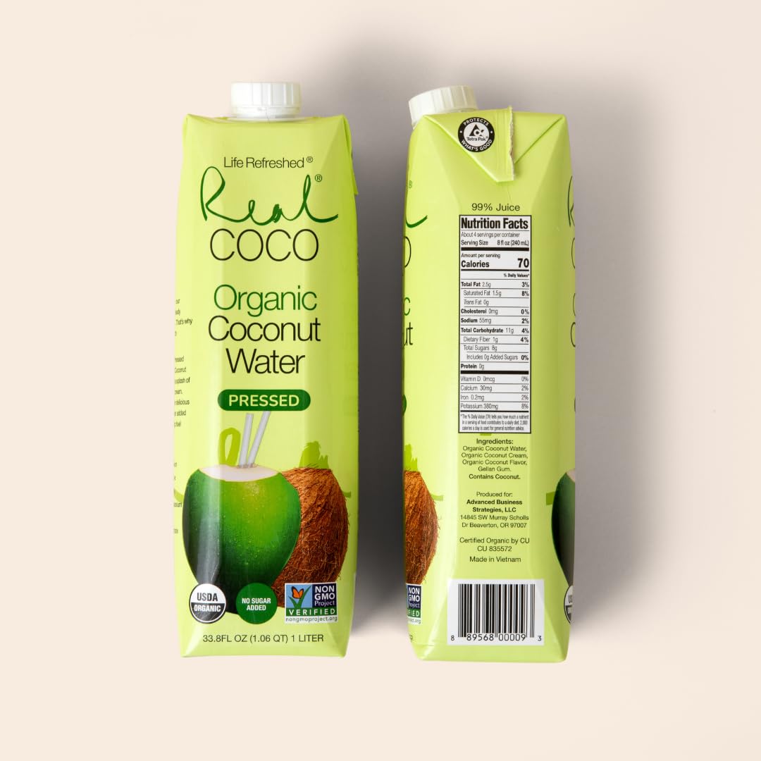 Organic Pressed Coconut Water 6-Pack 1L a7
