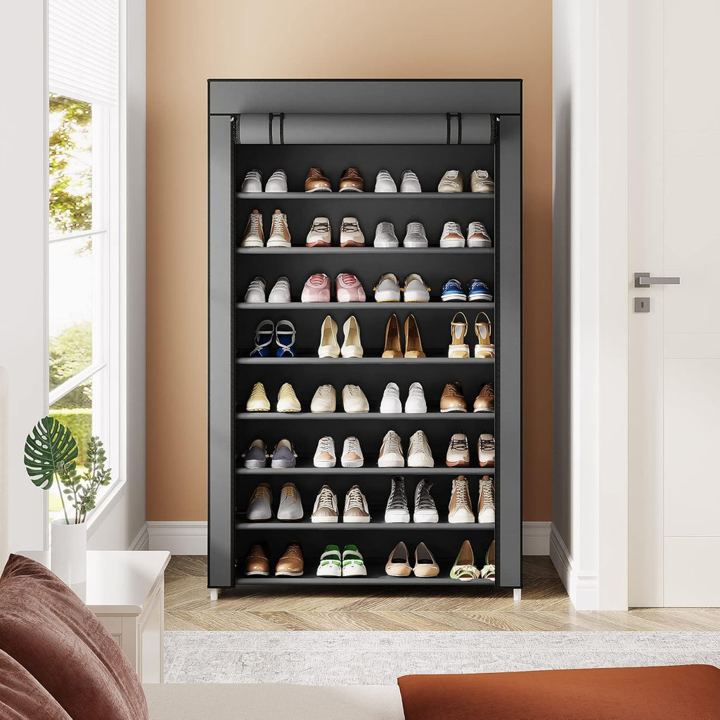 10 Tier Shoe Rack with Cover, Vertical Shoe Shelf for Entryway, 50 Pair Storage Cabinet G7