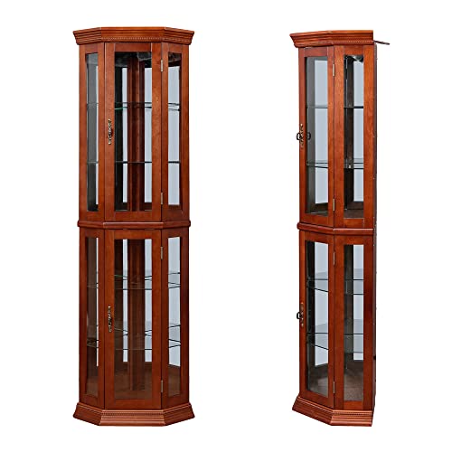 Corner Curio Cabinet with Lights Glass Display 6-Tier a7