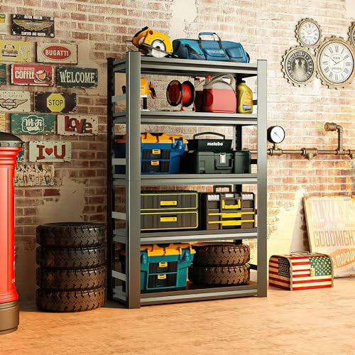 72"H 48"W 5-Tier Metal Garage Shelving Unit with Wheels Adjustable Shelves k7