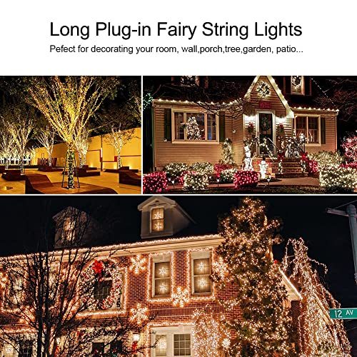 LED Fairy String Lights 66FT Waterproof Warm White 200 LED Remote Control a7