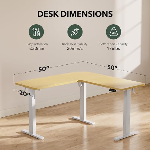 L Shaped Standing Desk Electric Adjustable White Top a7