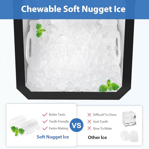 Nugget Ice Maker Countertop 55lbs Day Self-Cleaning Silver k7