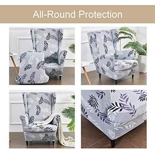 Wingback Chair Slipcover 2 Piece Jacquard Washable Furniture Protector q7m