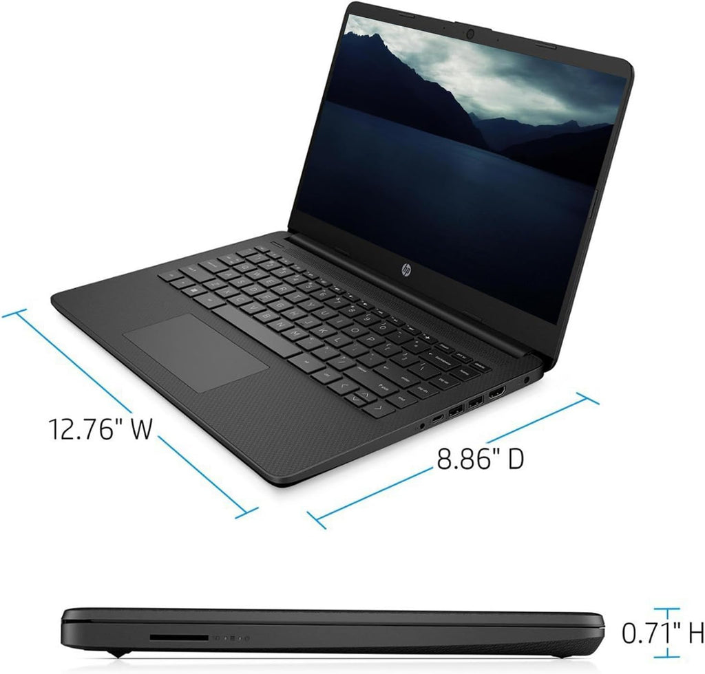 Laptop 14 inch HD Intel Celeron 8GB RAM 128GB Windows 11 Black k7
