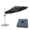 PURPLE LEAF 10ft Patio Umbrella With Base Solar powered LED Cantilever Umbrella with LED lights Windproof Outdoor Offset Umbrella for Garden Deck Pool Patio, Navy Blue