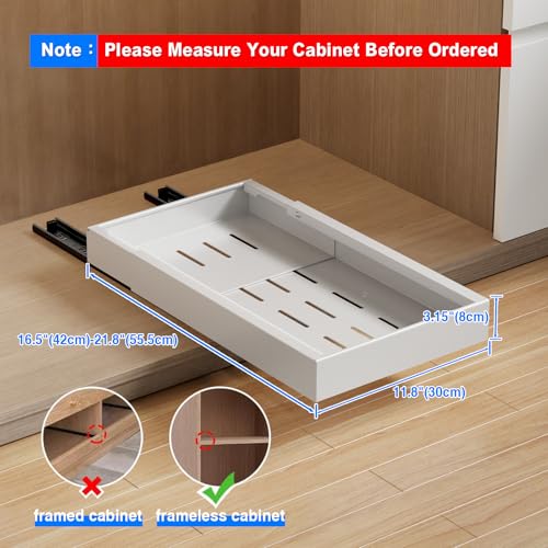 Cabinet Organizer Pull Out Drawer Expandable 16.5-21.8 White k7