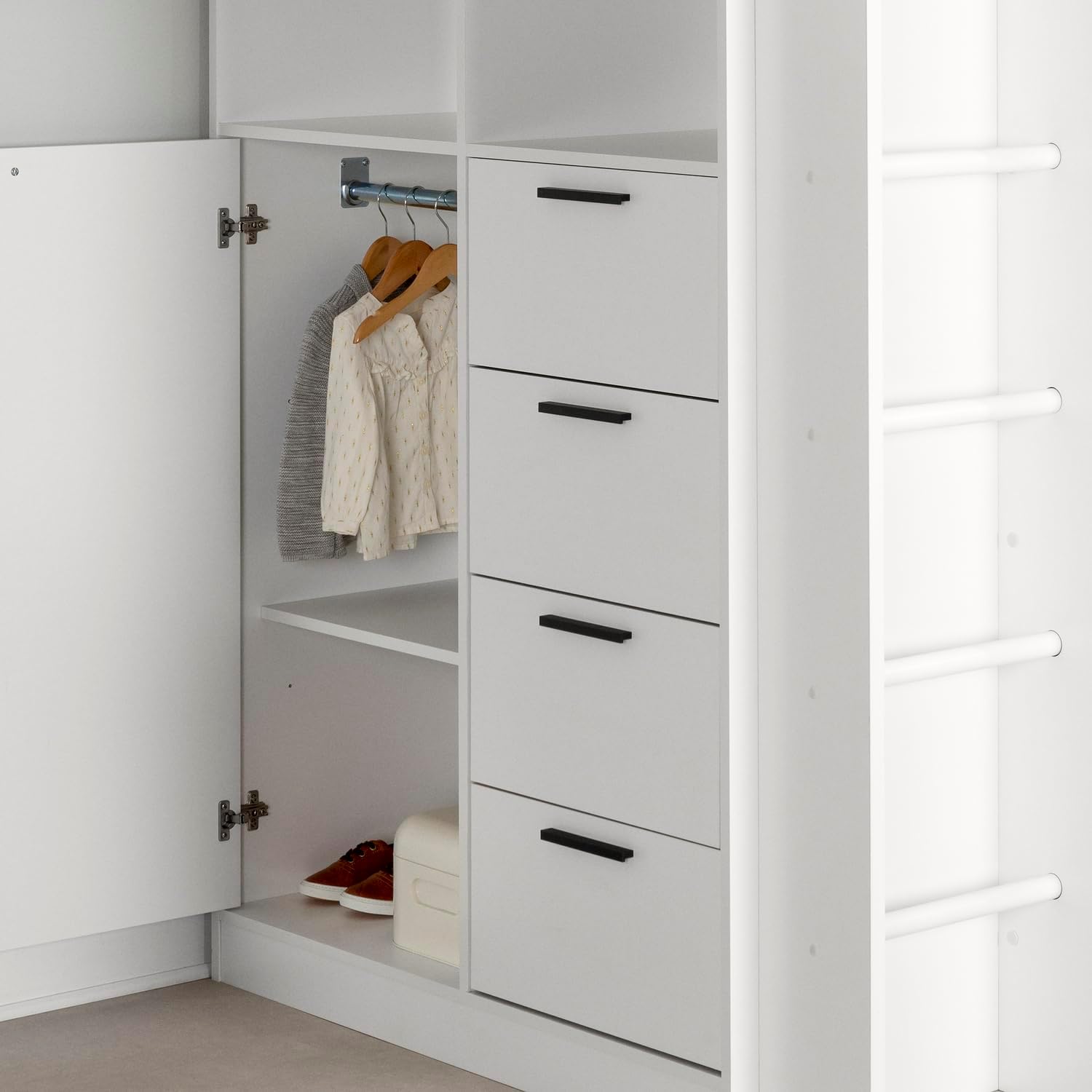 Twin Murphy Bed with Desk Pure White Wood 7a