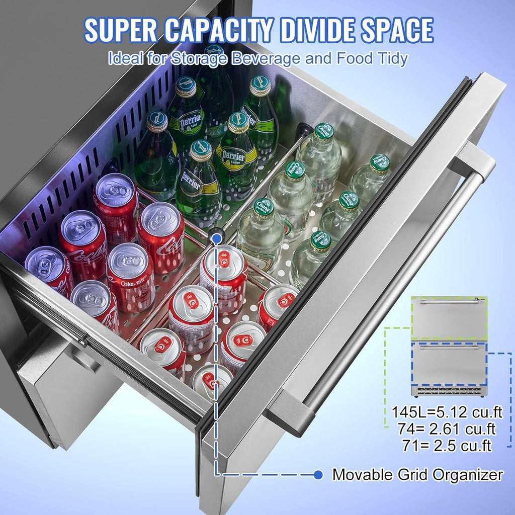 24 inch Undercounter Refrigerator 2 Drawer Silver k7m