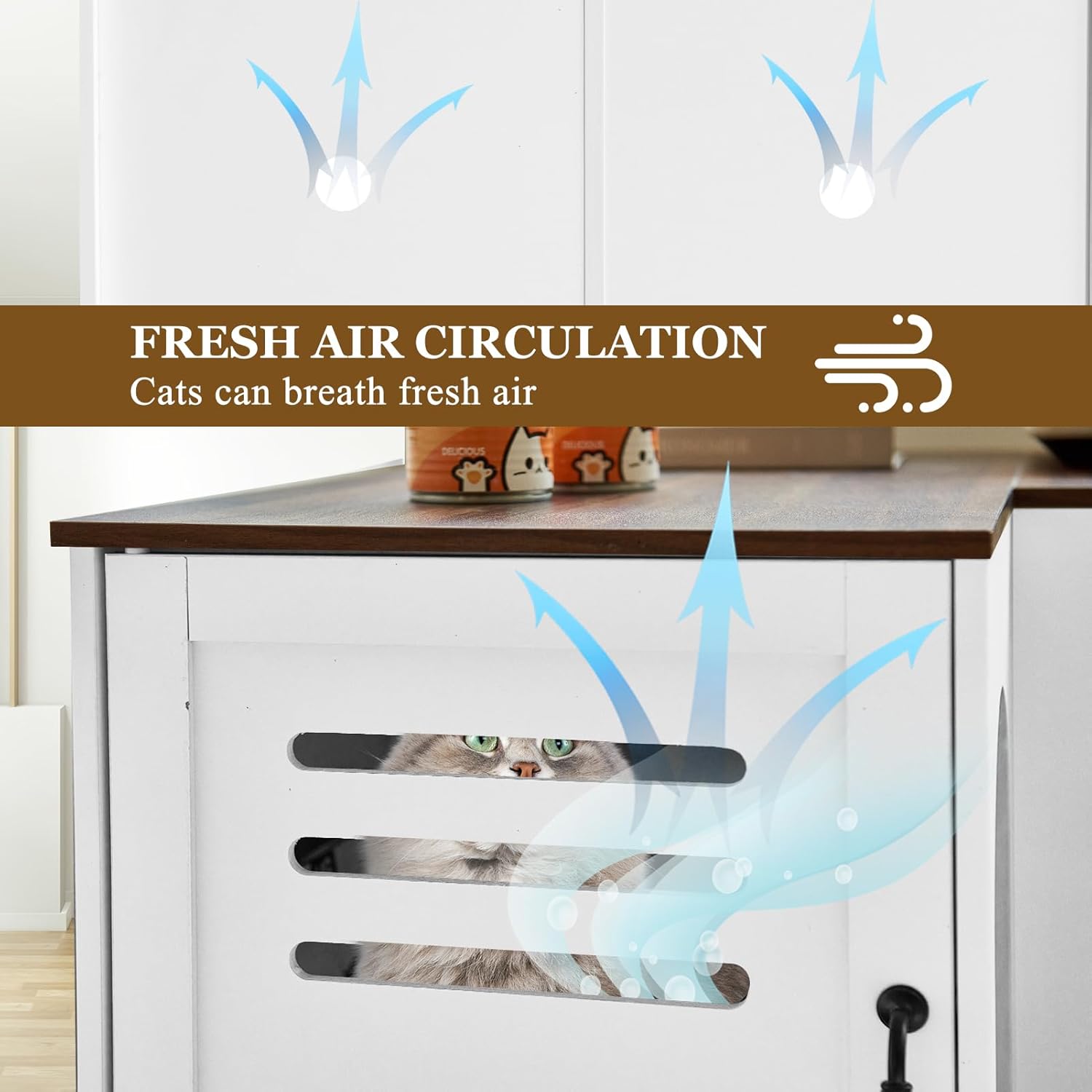 Corner Litter Box Enclosure for Two Cats, Hidden Cabinet Furniture a7