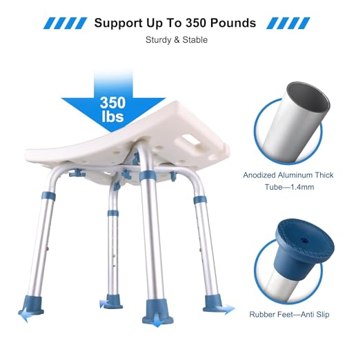 Shower Stool with Height Adjustable Seat, 500 lbs Capacity a7