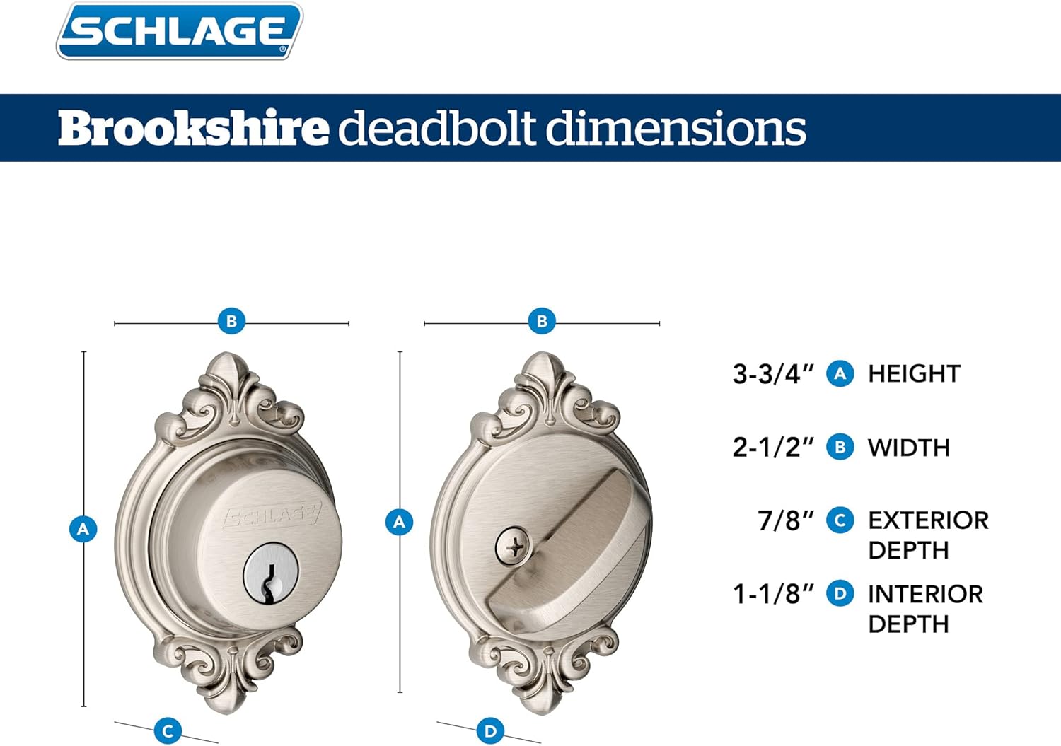 Deadbolt with Brookshire Trim, Keyed 1 Side, Aged Bronze k7m
