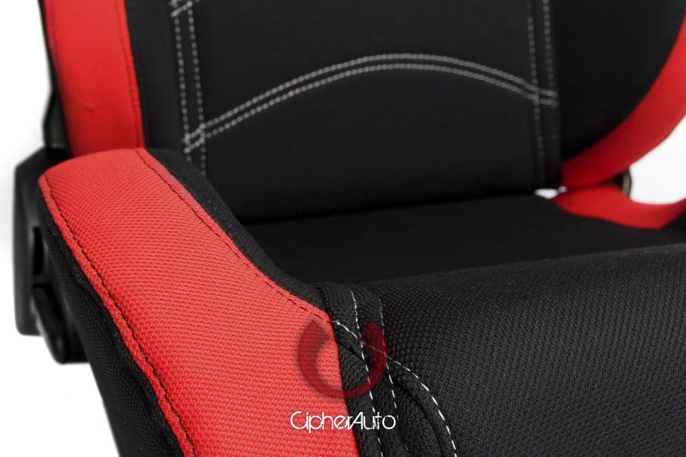 Racing Seats Red Black Cloth Pair a7
