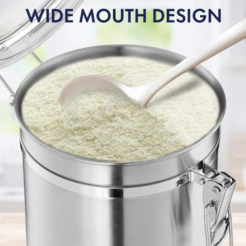 Stainless Steel Airtight Canister 165oz with Clear Lid k7p