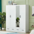 Wardrobe Closet, 2 Door Wardrobe Cabinet with Storage Cabinet, Armoire Wardrobe Closet with Storage Drawers, Bedroom Armoires with Hanging Rod, White Wooden Closet (71" H x 32" W x 20" D)