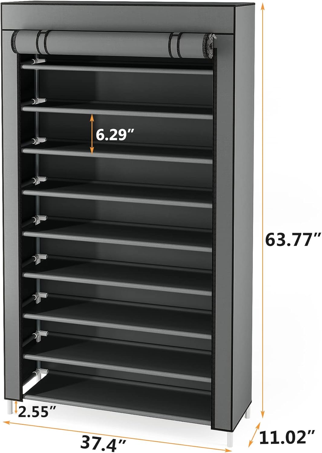 10 Tier Shoe Rack with Cover, Vertical Shoe Shelf for Entryway, 50 Pair Storage Cabinet G7