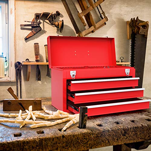 Portable 20 inch Steel Tool Box with 3 Drawers and Top Tray k7m