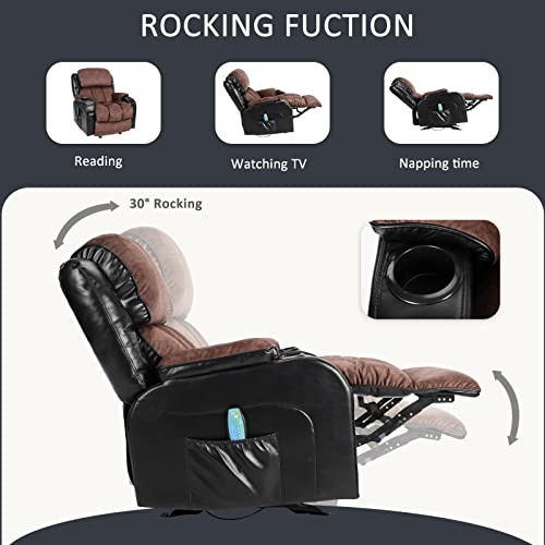 Massage Recliner Chair with Heat and Cup Holder Black a7