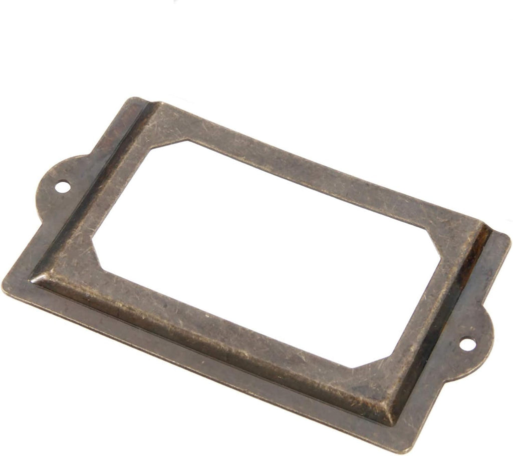 Antique Label Holder Drawer Pull Bronze 3-1/2 Inch q7