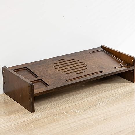 Bamboo Monitor Stand with Drawer and Desk Organizer a7