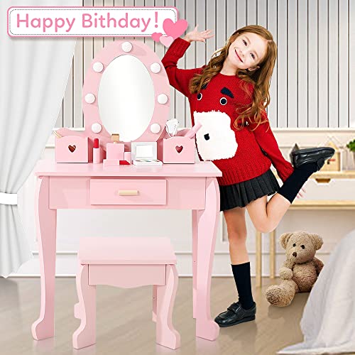 Kids Vanity Set with Mirror and Lights for Girls Age 4-9 k7m