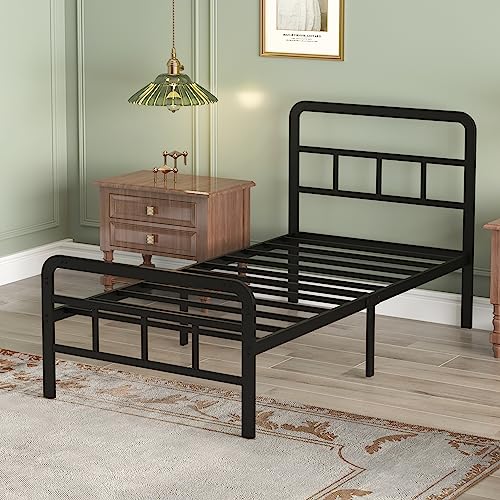 California King Bed Frame with Headboard Metal Platform Black k7