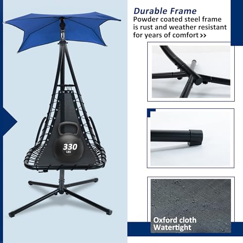Hanging Chaise Lounger with Canopy and Cushion Outdoor Hammock Swing Chair a7
