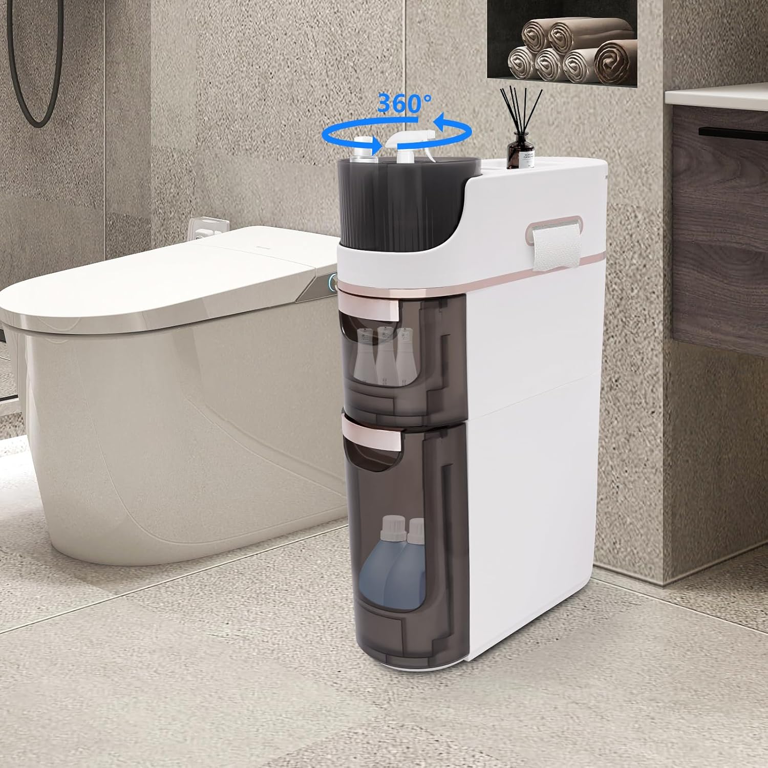 Bathroom Tall Narrow Storage Cabinet with Drawers a7
