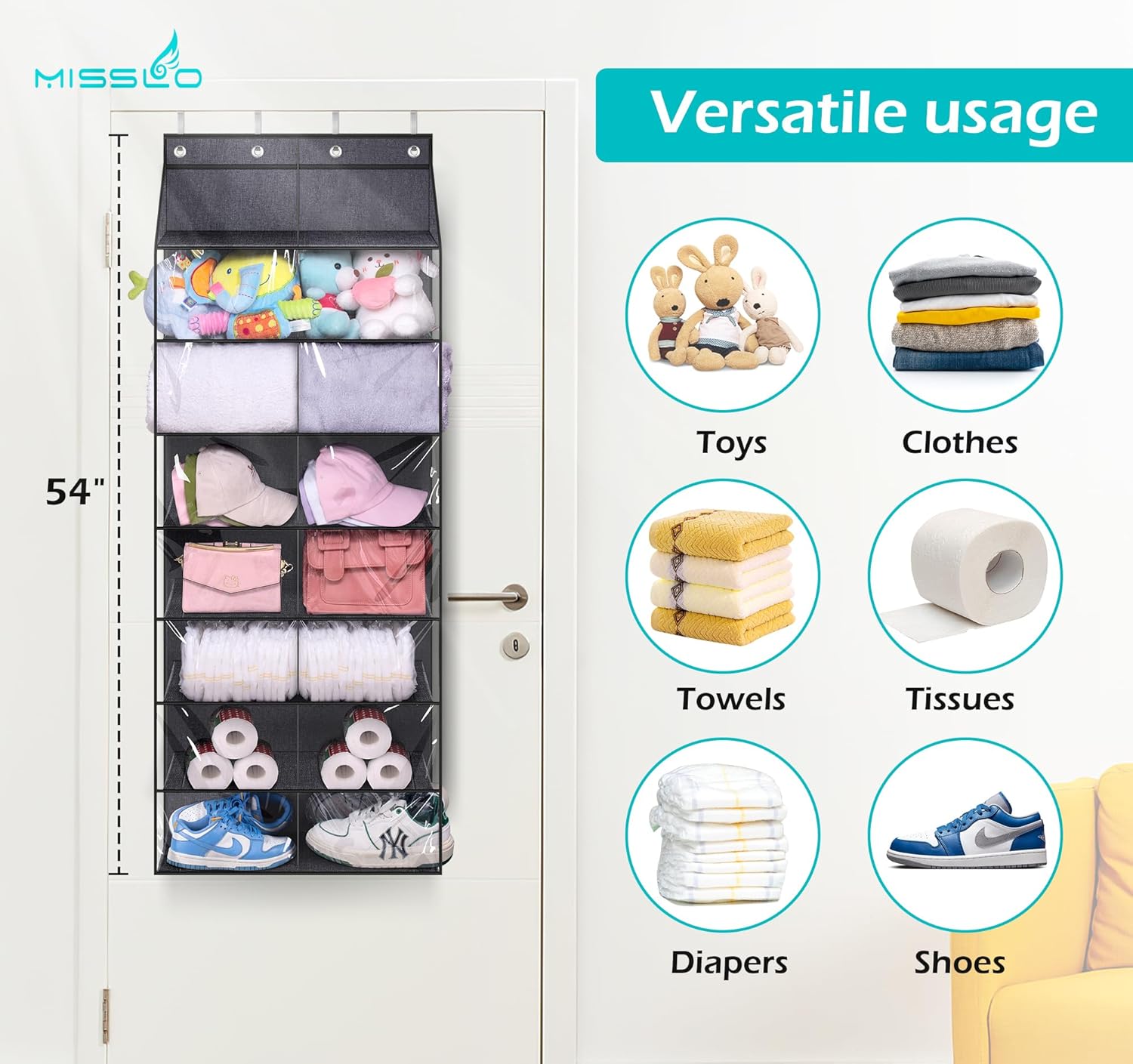 Over the Door Shoe Rack for 14 Pairs Dustproof Hanging Organizer a7
