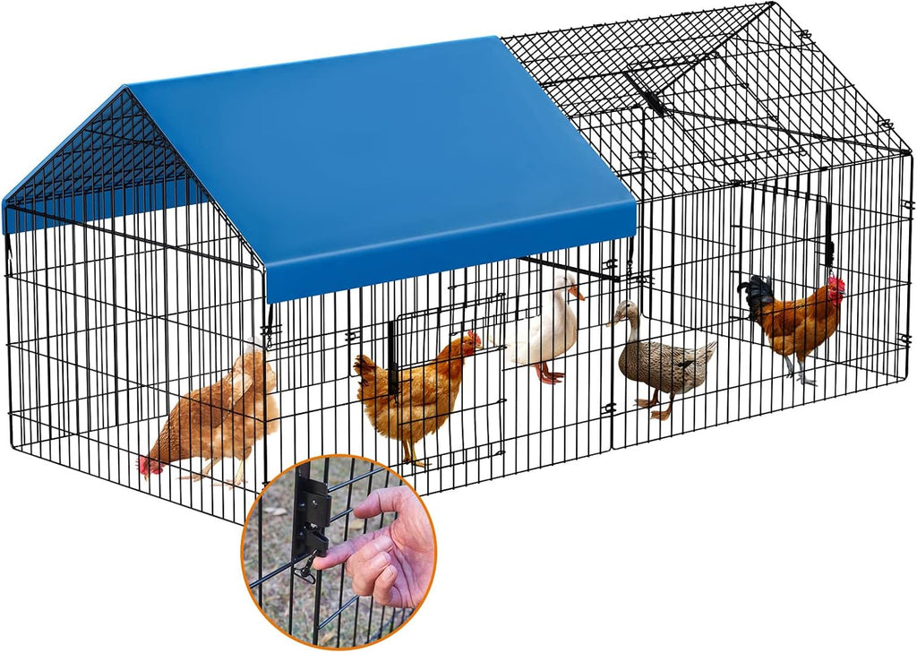 Metal Chicken Coop 86"×40"×39" Chicken Runs for Yard with Cover Chicken Playpen Enclosure Chicken Pen Kennel Duck CoopCage for Outdoor Backyard Farm Rabbit Small Animal Dog Poultry Cat Hutch