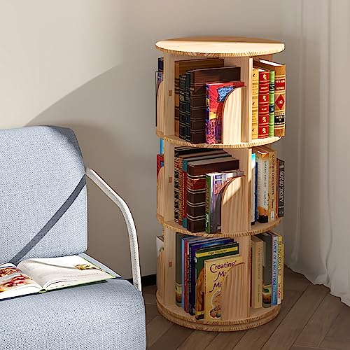 Bookshelf for Kids, 2 Tier 360° Rotating Shelves Bookshelf Organizer, Standing Bookcase Storage Rack, Bookshelves for Preschoolers' Classrooms,Daycare,Bedrooms,Nursery,Playrooms