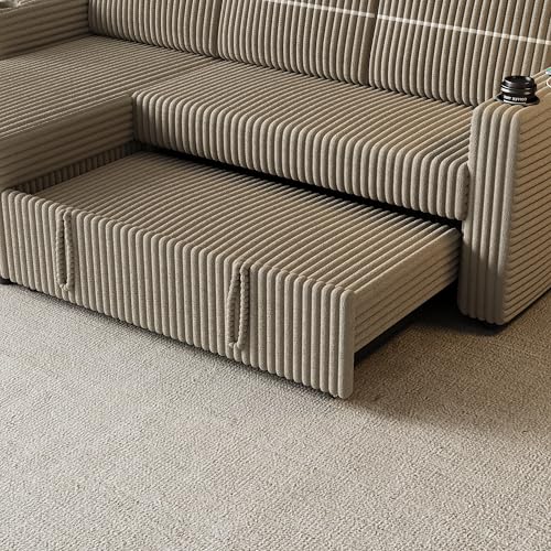 Convertible Sectional Sleeper Sofa with Storage Chaise Brown k7m