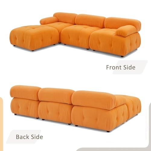 Modular Cloud Sofa Sectional Teddy Fabric Beige k7p