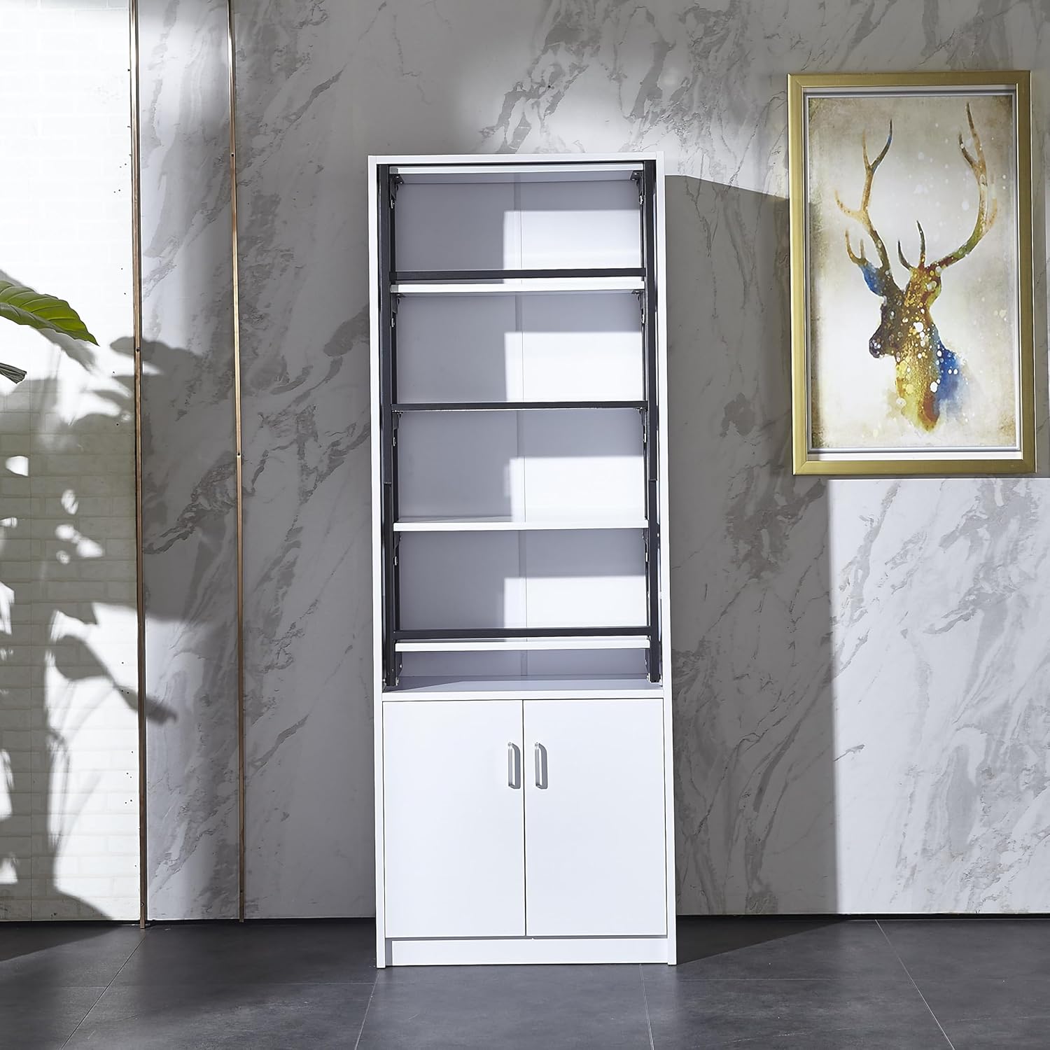 Wall Mounted Fold Out Desk with Storage White k7