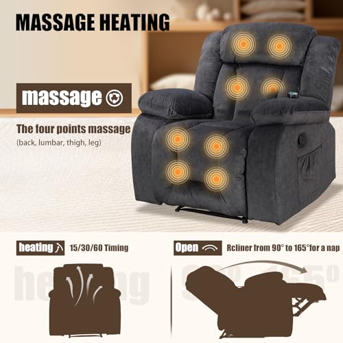 Recliner Chair with 360 Degree Swivel, Khaki a7
