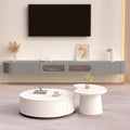 Floating TV Stand, Wall Mounted TV Cabinet, TV Entertainment Center Shelf TV Console Table with 2 Cabinets for Living Room Bedroom(Color:Grey,Size:240CM/94.4")