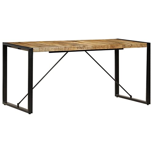 Dining Table 63" Solid Mango Wood Steel Legs a7
