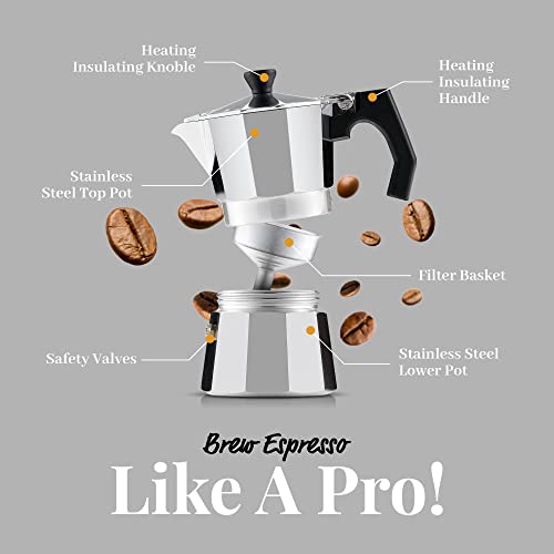 Moka Pot 3 Cup Stovetop Espresso Maker Aluminum Coffee Percolator a7