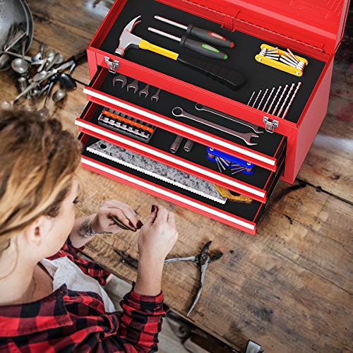 Portable 20 inch Steel Tool Box with 3 Drawers and Top Tray k7m
