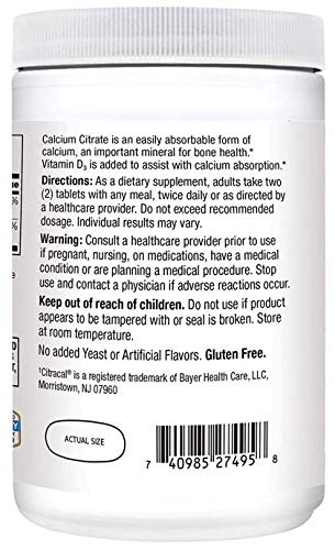 Calcium Citrate Plus D3 Tablets, 400 Count x2 k7m