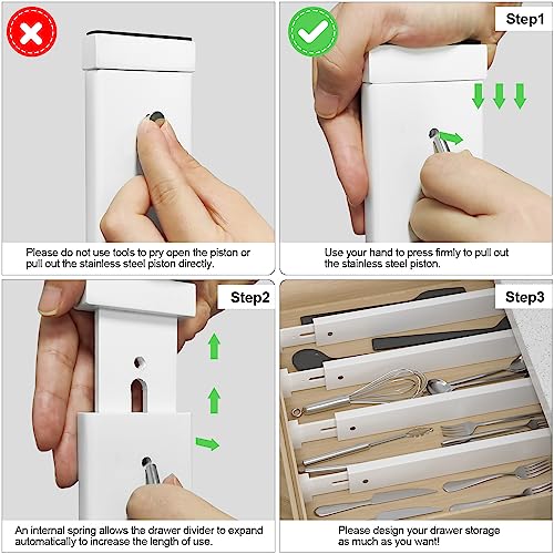 Bamboo Drawer Dividers Expandable 4-Pack for Clothes and Kitchen Utensils k7