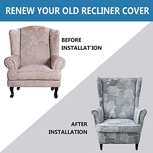 Armchair Slipcovers for Recliner Sofa Wing Chair 2 Pieces Stretch Spandex q7