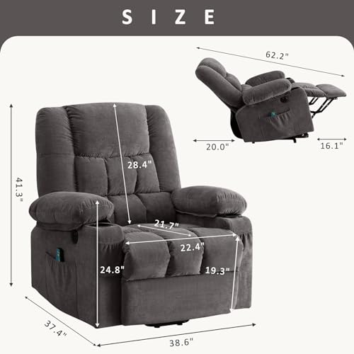 Power Lift Recliner with Heat and Massage for Elderly, USB Port a7