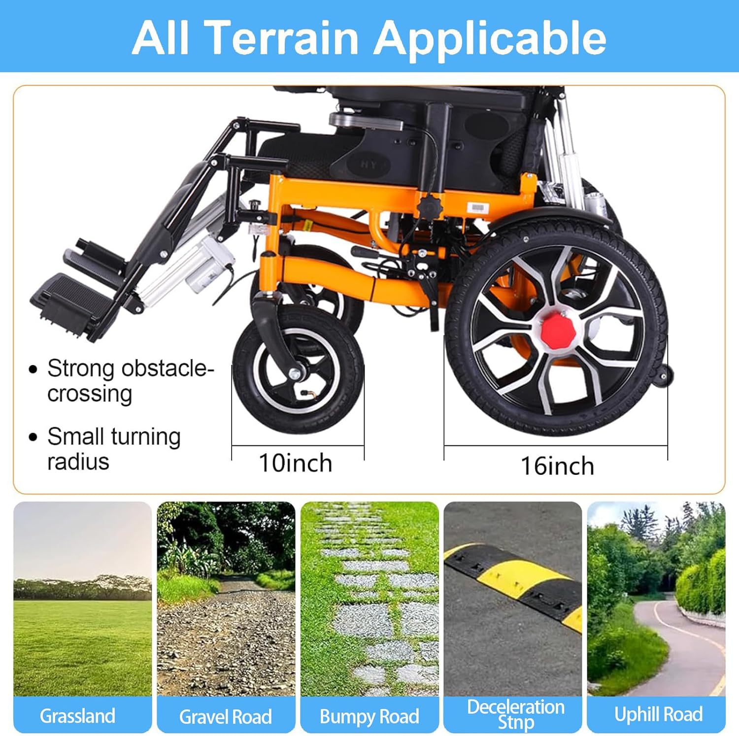 Reclining Foldable Electric Wheelchair for Adults, All Terrain 500W Motor, 20 Mile Range k7