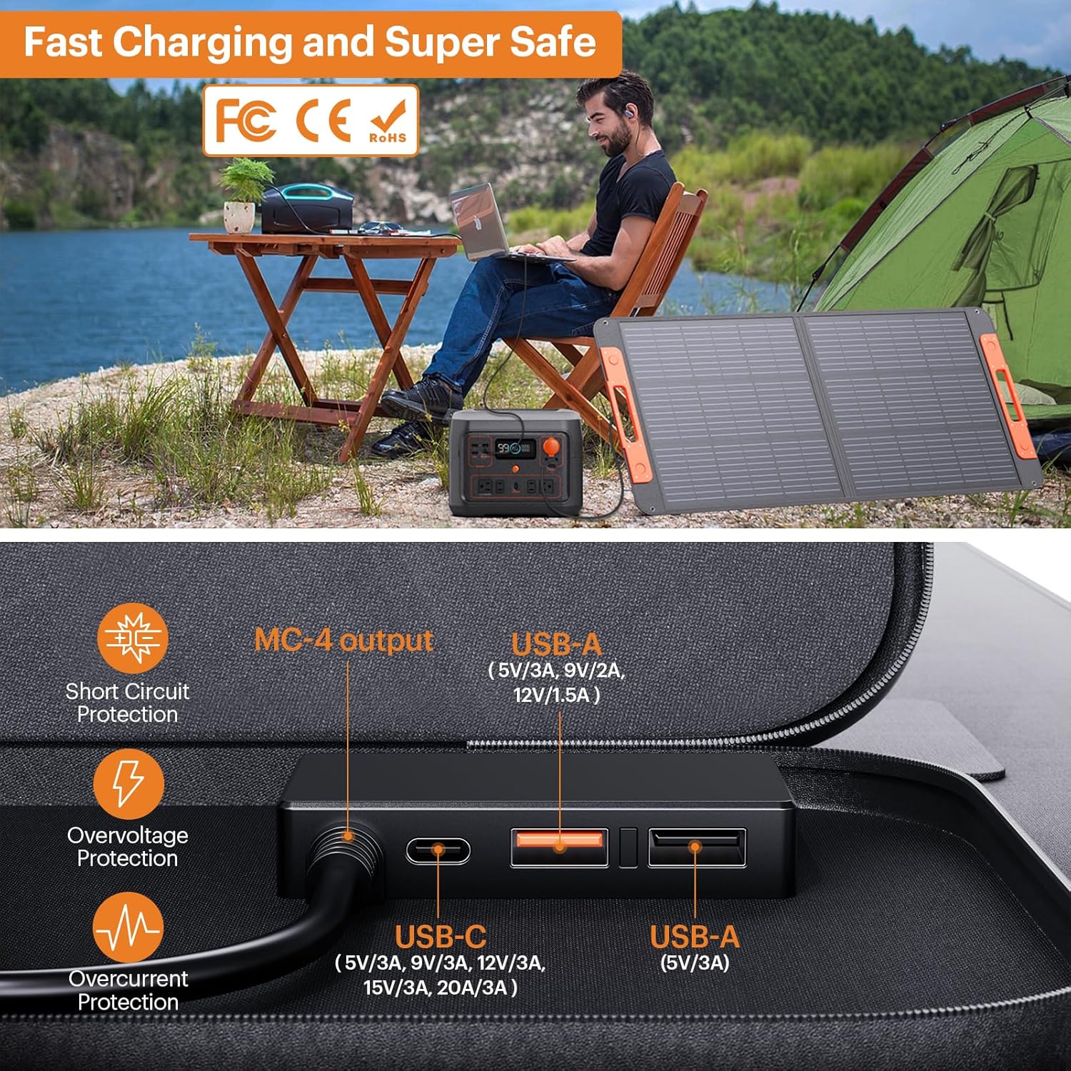 Portable Solar Panel 100W Foldable Charger for Camping RV a7