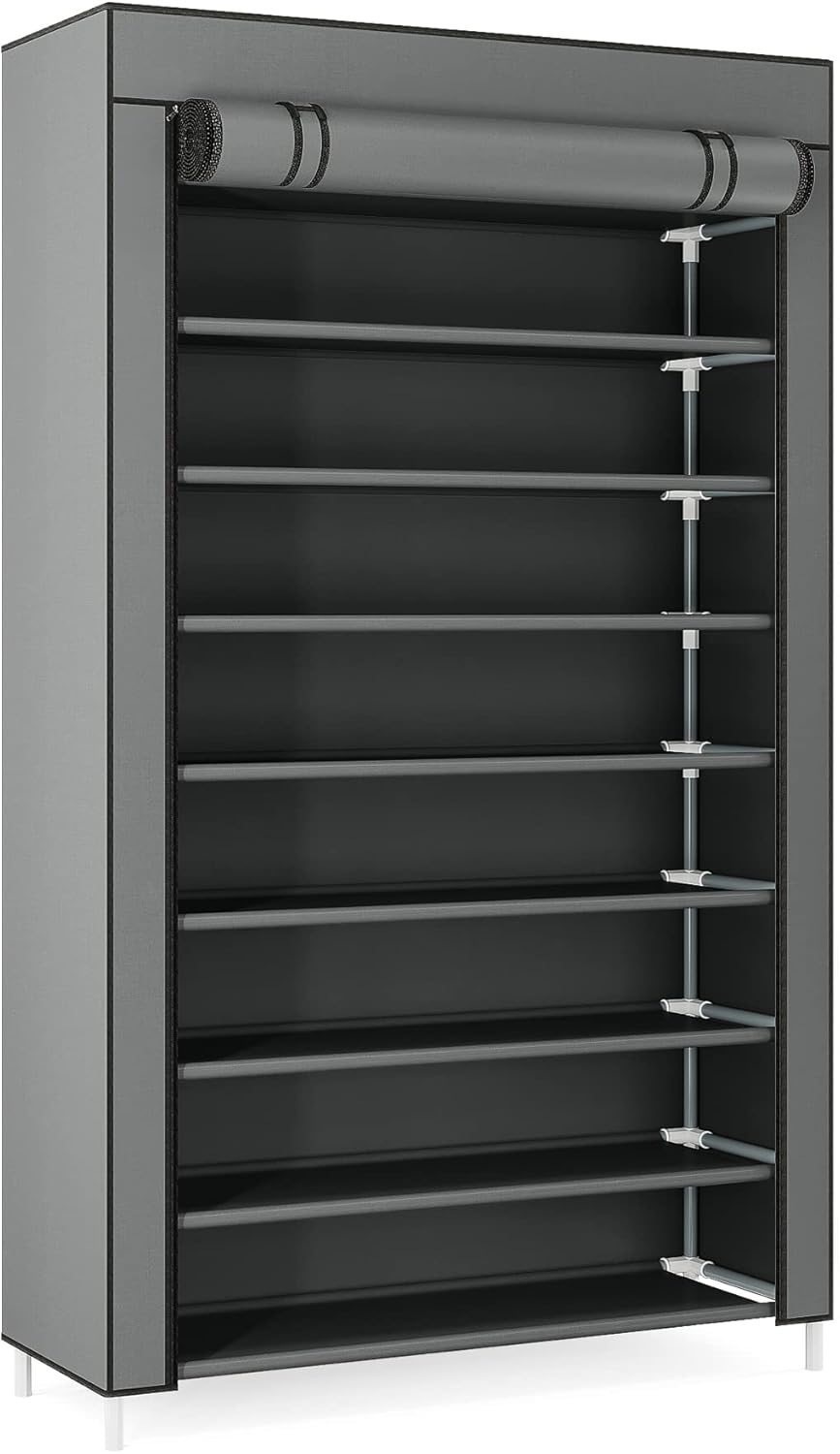 10 Tier Shoe Rack with Cover, Vertical Shoe Shelf for Entryway, 50 Pair Storage Cabinet G7