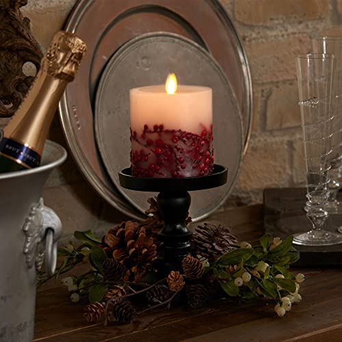Flameless LED Candle Orange Leaf Pillar Unscented Timer 3.5x4.5 inch k7