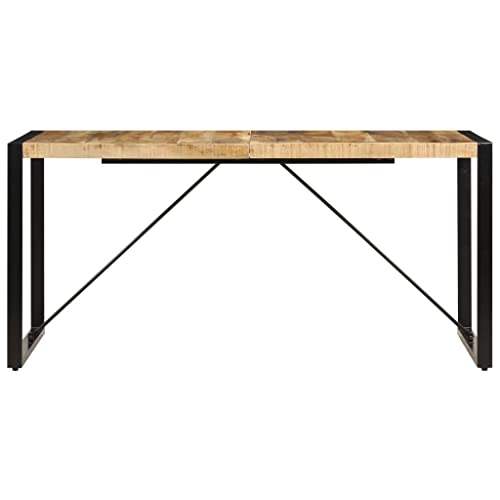 Dining Table 63" Solid Mango Wood Steel Legs a7