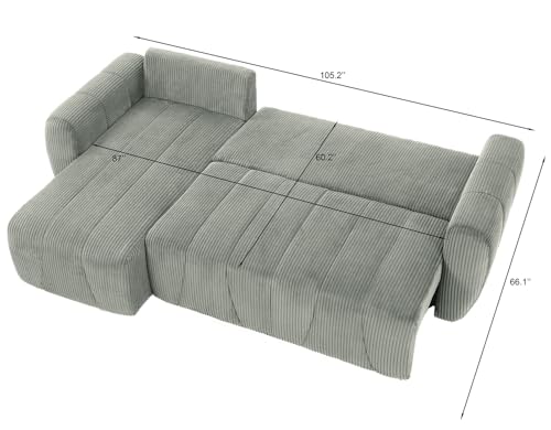 Modular Sectional Sleeper Sofa with Storage, Convertible L Shape Couch q7k
