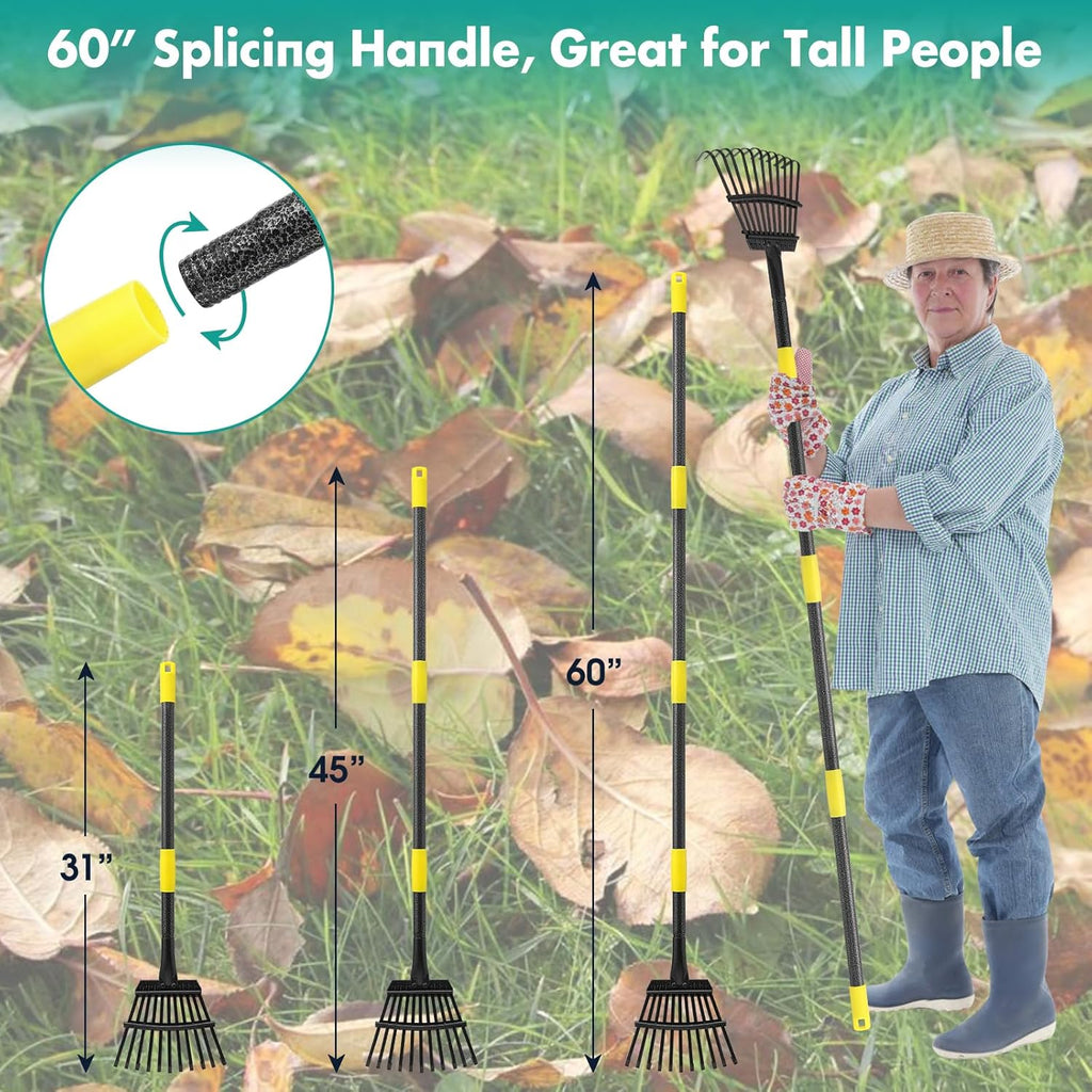 Metal Garden Rake 60 Inch Long Handle for Leaves a7